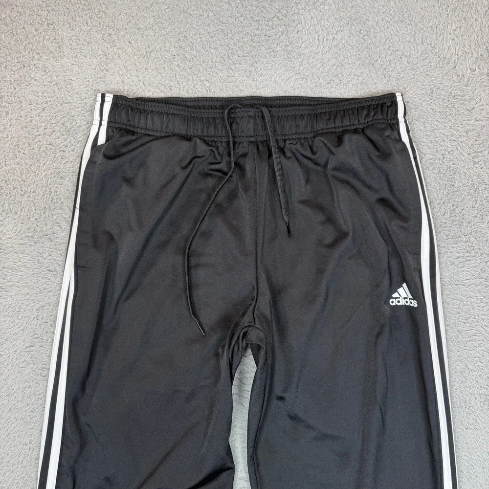 Adidas Mens Black White 3 Stripe Cuffed Track Pants Joggers Large